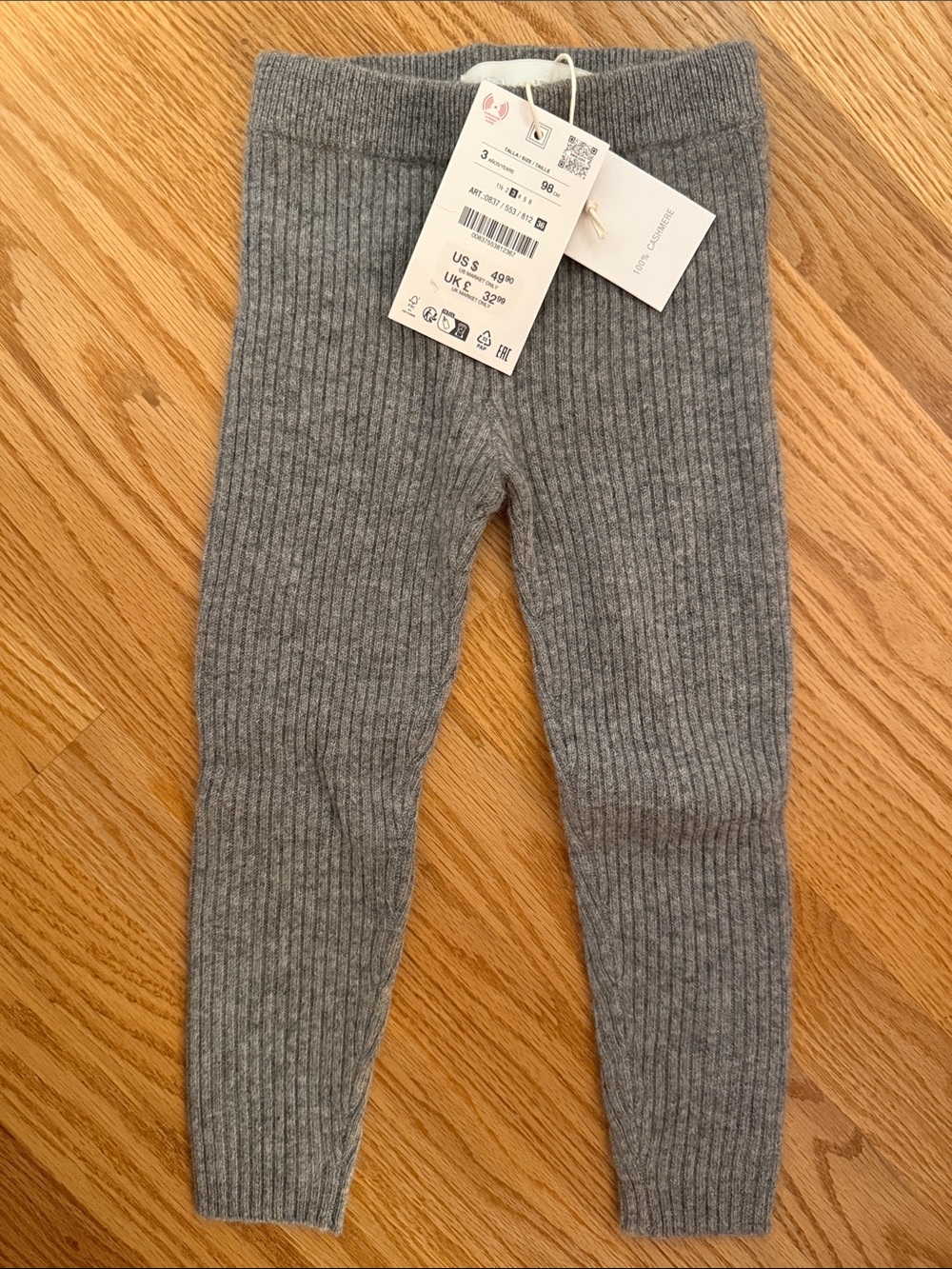 Zara Cashmere Knit Leggings Toddler Size 3